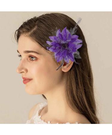 Edary Flower Feather Hair Clips Rose veil Fascinator Hairpin Corsage Barrettes and Pins Rose Hair Accessories Clip Elastic Wedding for Women and Girls - Buy Online on GoSupps.com