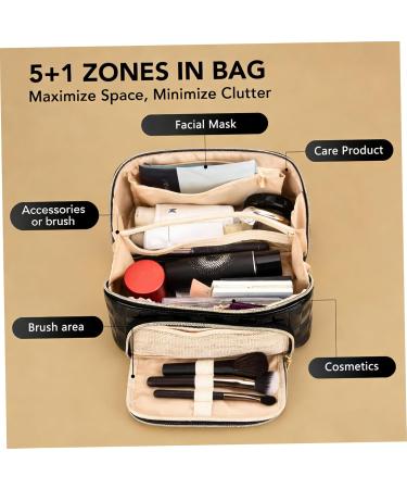 Trousse de Maquillage de Voyage Trousse Maquillage Voyage en Cuir PU Organisateur Toilette capacit avec poign e Toilette Hydrofuge (Noir) - Buy Online on GoSupps.com