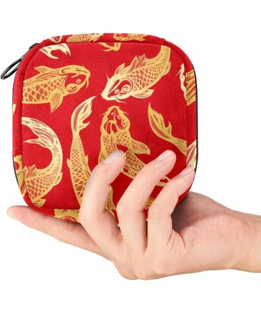 Chinese Style Koi Carp Fish Ladies Portable Period Bag | Bandage Storage for Menstrual Cup & Accessories | Ideal for Women & Teen Girls - Buy Online on GoSupps.com
