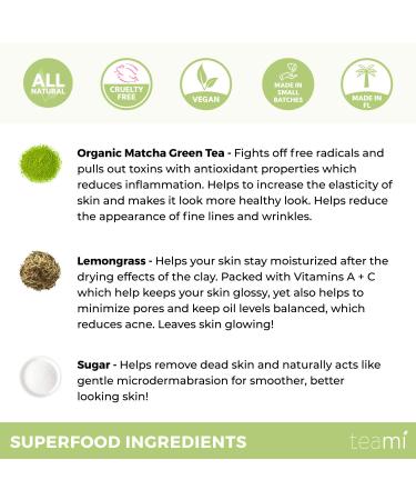 Teami Matcha Green Tea Facial Scrub - Organic Exfoliating Sugar Scrub for Face & Body - USA Made, Non-Greasy with Lemongrass - Buy Online on GoSupps.com