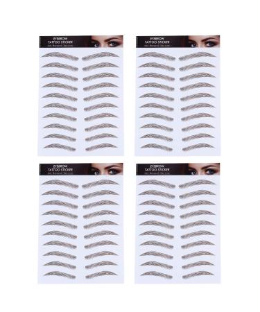 Beaupretty 4pcs Hair-like Authentic Eyebrows Natural Tattoo Eyebrow Stickers Waterproof Eyebrow Transfers Stickers for Women Men (Brown 1)