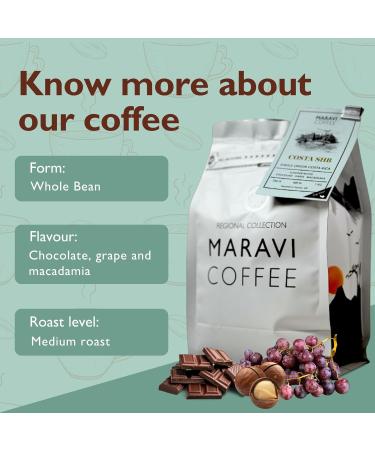 Maravi Speciality Coffee - Costa Rica SHB Arabica Coffee - Whole Beans Medium Roast - Chocolate Grape & Macadamia Notes - Ideal for Cafetiere Brewing - Buy Online on GoSupps.com