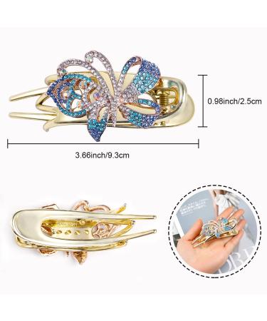 Shop Gold Rhinestone Hair Clips for Women & Girls - Large French Duck Beak & Colorful Floral Designs - 3 Piece Set - Buy Online on GoSupps.com