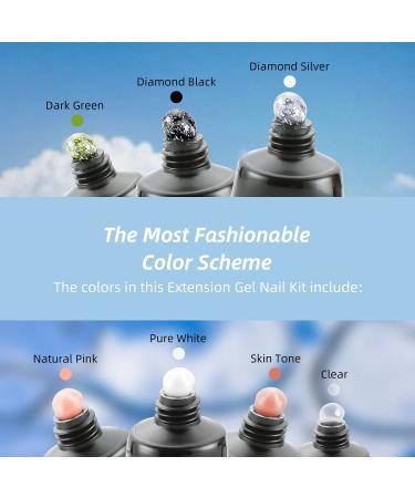 Aokitec Poly Nail Gel Kit - 14Pcs Nail Extension Set with 7 Colors, UV LED Nail Lamp - DIY Acrylic Polygel Builder for Nail Polish and Extensions - Buy Online on GoSupps.com