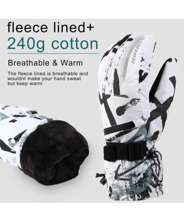 Ski Gloves - Waterproof Snow Gloves -30 Winter Gloves for Cold Weather Touchscreen Snowboard Gloves - White (Medium) - Men Women - Buy Online on GoSupps.com