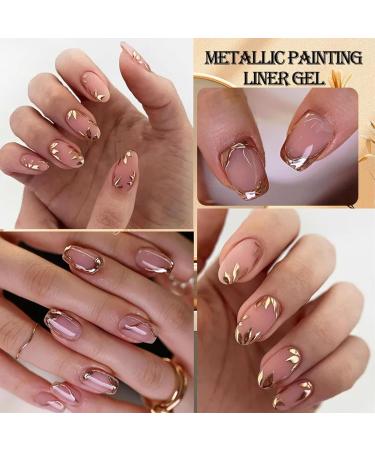 Gold Metallic Painting Gel - 3D Mirror Chrome Gel Polish for DIY Nail Art | Glossy Soak Off Manicure - Buy Online on GoSupps.com