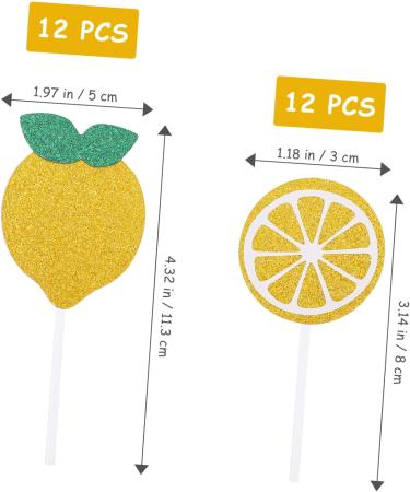 Artibetter 24pcs lemon cake decorations ingredients cake lemon baby shower decorations birthday cupcake topper cocktail plug in 12 piece set lemon Insert card muffin birthday cake topper - Buy Online on GoSupps.com