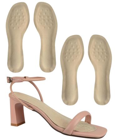 2 Pairs High Heel Insoles for Women Pigskin Cushion Sandal Inserts with Massage Dots Pain Relief 3/4 Invisible Arch Support Insoles for Flats Open Toe Shoes Dress Shoes Anti-Slip Beige S Women 5-8 W 5-8 Beige