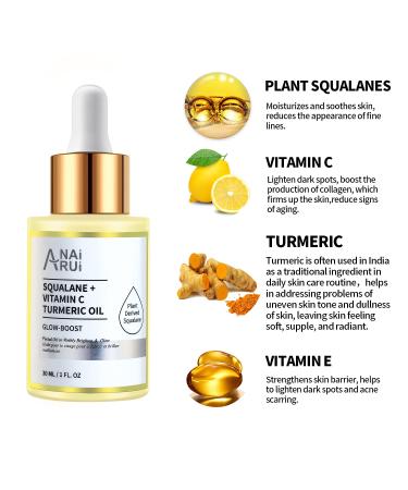 ANAI RUI Squalane Rosehip Oil for face +Vitamin C Turmeric Oil Hydrate Firm and Softer Skin - Buy Online on GoSupps.com