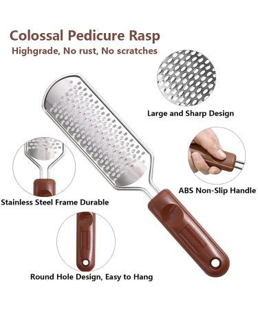 Colossal Foot Rasp & Callus Shaver Kit - 10 Replacement Heads, 1 Foot File, Wood Handle, Heel Scraper for Feet - Pedicure Foot File Set - Buy Online on GoSupps.com
