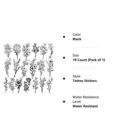 JOEHAPY 19 Sheets 3D Sexy Flower Temporary Tattoos for Women Neck Arm - Waterproof Small Fake Tattoo Stickers - Floral Sunflower Rose Wild Plants - Adult Tattoo Kits - Buy Online on GoSupps.com