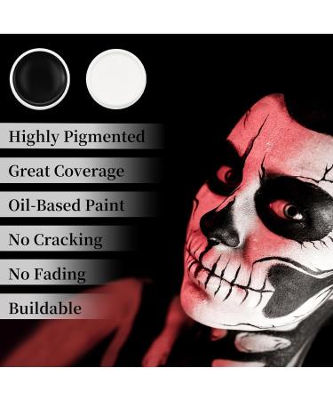 Black and White Face Paint Set - 2.5 oz Professional Halloween Makeup for Skeletons Ghosts & SFX | Full Coverage Body Paint for Adults & Kids - Buy Online on GoSupps.com
