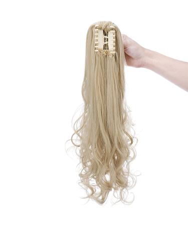 45cm Heat Resistant Ponytail Extension - Ash Blond Mix & Bleach Blonde - Smooth & Wavy Styles - Clamp Hair Braid for Effortless Style - Buy Online on GoSupps.com