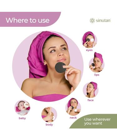 Sinutan Washable Slimming Pads | 16 Reusable Bamboo & Cotton Pads | Free Konjac Sponge & Laundry Net | Eco-Friendly Makeup Towels - Buy Online on GoSupps.com