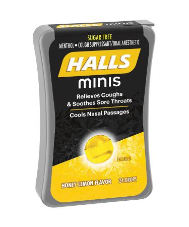 HALLS Minis Honey Lemon Sugar-Free Cough Drops - 24 Count (Pack of 8) - Buy Online on GoSupps.com