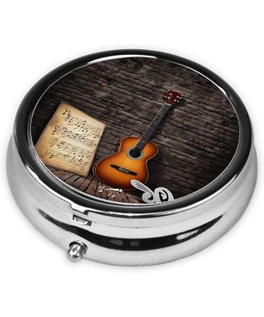 Note Guitar Printed Mini Round Pill Box | 3 Compartment Travel Medicine Organizer | Portable Pill Case for Home & Office - Buy Online on GoSupps.com