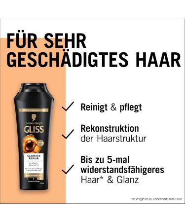 Gliss Ultimate Repair Shampoo (250 ml) Liquid Keratin Shampoo and Pearl Extract Keratin Shampoo for Damaged and Dry Hair - Buy Online on GoSupps.com