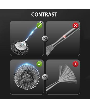 Fovolat Dishwashing Cleaning Brush | with Long-Handle Stainless Steel Scrubbing Brush Kitchen Cleaning Metal Stainless Steel Scrubbing Brush Non Stick Pot Steel Wire Ball - Buy Online on GoSupps.com