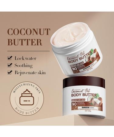  Generisch Set of 2 Coconut Body Butters - Natural Vegan Body Butter - Intense Moisturizing Care as a Body Lotion and Skin Care - Gentle Body Cream - Soothes Skin - Buy Online on GoSupps.com