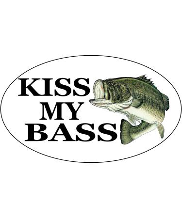 Rogue River Tactical Kiss My Bass Fish Sticker Decal Fishing Bumper Sticker Fish Auto Decal Car Truck Boat RV Real Life Rod Tackle Box