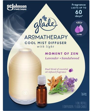 Glade Aromatherapy Cool Mist Diffuser Gift Set - Lavender & Sandalwood Essential Oils - Calming Fragrance - 52.2ml - Moment of Zen - 1 Holder & 3 Refills - Buy Online on GoSupps.com