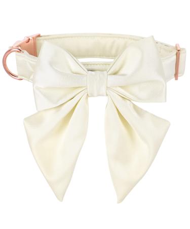 Lionet paws Bowtie Dog collar - comfortable silk dog collar with removable fly for medium dogs neck 34-55cm m collar & fly (1 pack) white - Buy Online on GoSupps.com