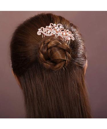 Lurrose Bridal Veil Wedding Hair Side Comb Vintage Bridal Hair Comb Hair Pieces Hair Accessory for Women (Rose Gold) Bridal Hair Clip - Buy Online on GoSupps.com