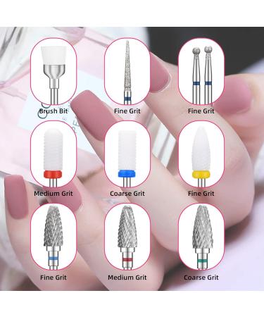 10Pcs Nail Drill Bits for Acrylic Nails Professional Tungsten Carbide and Ceramic 3/32 Nail Drill Bit Set for Remove Cuticles of Engraved Gel Nails or Acrylic Nails - Buy Online on GoSupps.com