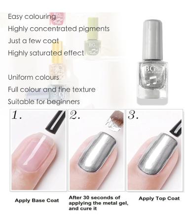 Silver Nail Polish Glitter Nail Polish - Quick Dry Breathable Nail Varnish - Holographic Metallic Mirror Effect No UV Needed Nail Polish Nail Art DIY Nail Salon for Women Girls at Home - Buy Online on GoSupps.com