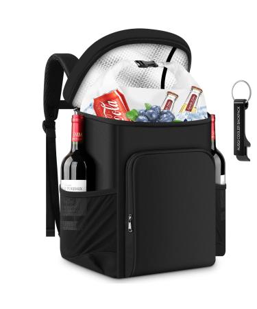 AUSQI Backpack Coolers Insulated Leak Proof 45 Cans Cooler Backpack Insulated Waterproof Thermal Bag with Dry Bag Portable Lightweight Soft Beach Ice Chest Travel Camping Lunch Backpack for Men Women Black