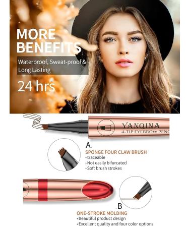 MULPG Waterproof Eyebrow Pencil with Micro 4 Point Brow Pen - Light Brown - Buy Online on GoSupps.com