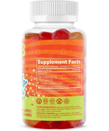 Dippin' Dots Vitamin D3 Gummies - 2000 IU Bone & Immune Support (120 Gummies) | Natural Strawberry, Peach & Mango | Vegan & Gluten-Free - Buy Online on GoSupps.com