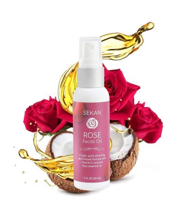SEKAN Liquid Coconut Facial Oil With Rose Essential Oil - Deep Moisturizing Treatment For Face | Pure & All Natural Coconut Oils To Help Repair & Hydrate Skin