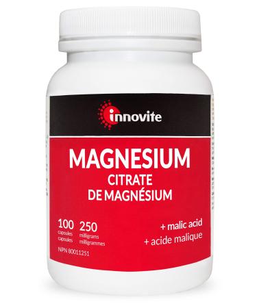 Innovite - Magnesium Citrate 250mg + Malic Acid 280mg 100 Capsules | Helps the Body to Metabolize Nutrients | Gluten Free Dairy Free GMO Free 100 count (Pack of 1)