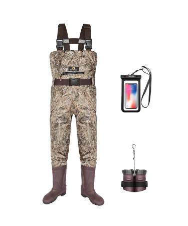 DRYCODE Waders for Men, Chest Waders for Men with Boots Waterproof, 2-Ply Nylon/PVC Women's Duck Hunting Waders for Fishing M10/W12 Camo