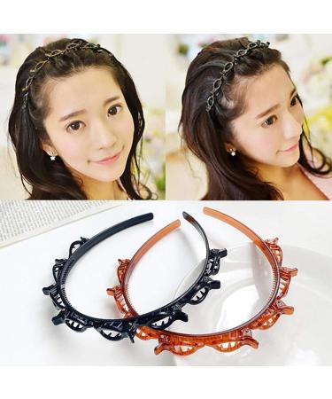 Double Bangs Headband with Clips - Fashionable Braided Hair Tool for Girls - 2pcs - Buy Online on GoSupps.com