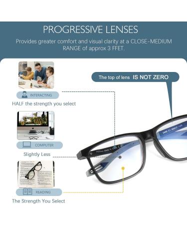 Missfive 2 Pack Men's Unbreakable Multifocus Progressive Reading Glasses - Sports Style UV Protection & Blue Light Blocking - 2.0x Lens - Buy Online on GoSupps.com