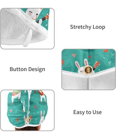 Rabbit Playing Guitar Hair Towel 2 Pack - Super Absorbent Quick Dry Hair Turbans for Women & Girls | Perfect Hair Drying Solution - Buy Online on GoSupps.com