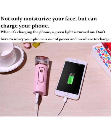 Aolyty Nano Facial Sprayer Portable Steamer Cool Mist Moisturizing and Hydrating Humidifier for Skin Care SPA USB Charger with Power Bank (Pearl Pink) - Buy Online on GoSupps.com