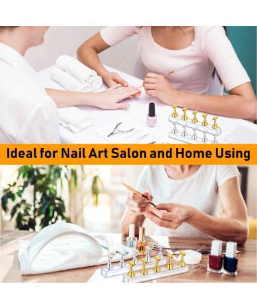 Acrylic Nail Display Stand Set with Magnetic Practice Holder - Gold & Silver | Nail Stand for Press on Nails - Salon & DIY Christmas Gift - Buy Online on GoSupps.com