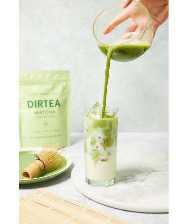 DIRTEA Matcha Powder Super Blend 180g | Organic Ceremonial Grade | Vegan Mushroom Adaptogen Supplement | Long Lasting Energy, Immune & Skin Support | Non GMO | 30 Day Serving - Buy Online on GoSupps.com