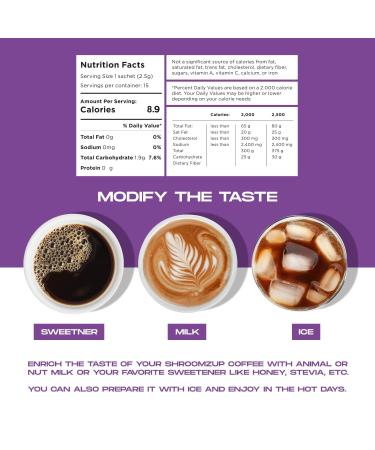 ShroomzUp Mushroom Coffee Instant - 15 Pack with Lions Mane, Reishi, Chaga & Cordyceps Mushrooms - Vegan Nootropic Coffee for Focus - Arabica & Robusta Blend - Buy Online on GoSupps.com