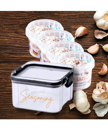 Garlic Salt Seasoning Bundle with Cornish Sea Salt Roasted Garlic Granules 4 x 55g 460ml Air Thight Storage Container x 1 & Vinyl Handwritten Seasoning Sticker x 1 - Buy Online on GoSupps.com