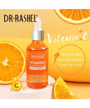 DR RASHEL Vitamin C Face Serum Brightening & Anti-aging Facial Serum Vitamin C Serum for Face with Hyaluronic Acid Organic Vitamin C Serum for Face Dark Spots Even Skin Tone Lines & Wrinkles (1) - Buy Online on GoSupps.com