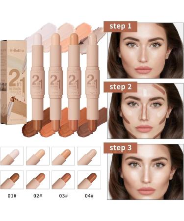 2 Colors Professional Makeup Wonder Stick Face Shaping and Contouring Stick Cream Contour Stick Color Correct for Dark Circles and Nose Contour (03 #) 03 1 count (Pack of 3) - Buy Online on GoSupps.com