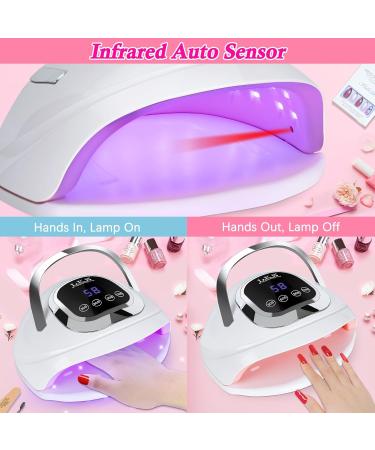 UV Nail Lamp 268W UV Lamps for Gel Nails with 4 Timer Setting/Large LCD Touch Screen Fast Curing Lamp Nail Dryer for Toenail Home Salon white&black - Buy Online on GoSupps.com