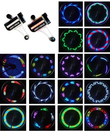 Singsinghome Bike Wheel Lights 14LED Waterproof Spoke Light Cycling Decoration Cool Bicycle Wheel Light Safety Tire Light 30 Patterns with Changing Color Auto On/Off 2 Pack