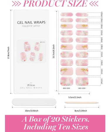 EBANKU 20pcs Nail Wraps Self Adhesive Gel Nail Stickers Nail Gel Polish Sticker Salon-Qulity Nail Strips UV/LED Lamp Required Gel Strips for Nails with Nail File and Stick(Pink Flow) - Buy Online on GoSupps.com