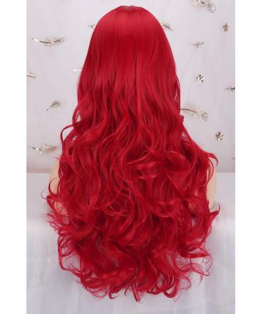 ColorfulPanda Long Red Wavy Synthetic Wig - 26 inches Heat Resistant for Women - Natural Looking Loose Wave Curly Style - Ideal for Everyday Cosplay & Parties - Buy Online on GoSupps.com