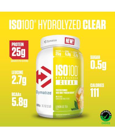 Dymatize ISO 100 Hydrolized Clear Lemon Ice Tea 900g Clear Whey Protein Hydrolysate + Isolate Powder - Buy Online on GoSupps.com